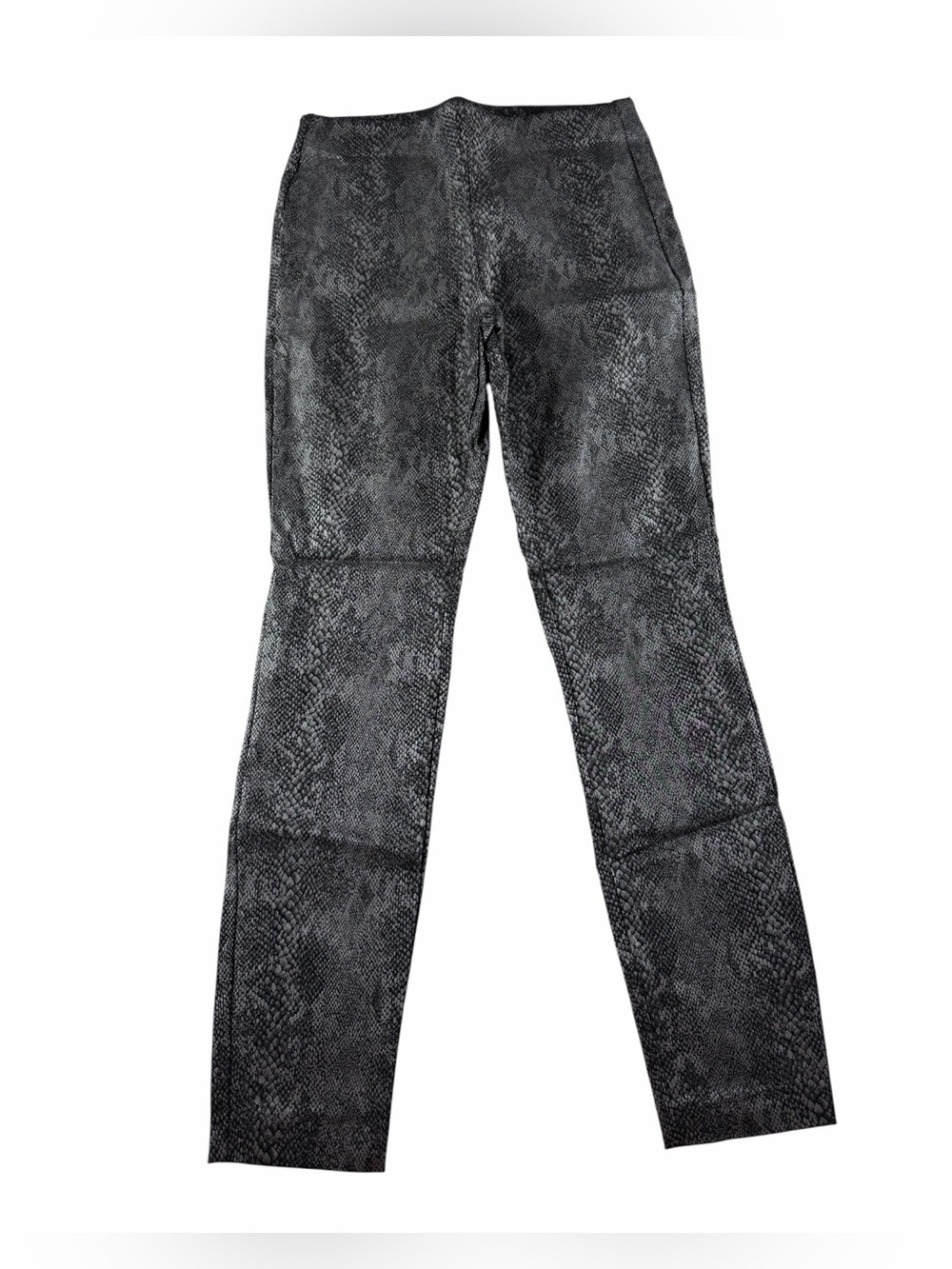 Black Snake-Print Faux Leather Flare Pants